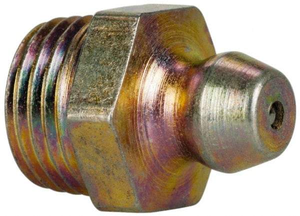 Value Collection - Straight Head Angle, 1/8 NPT Steel Thread-Forming Grease Fitting - 11.11mm Hex - Caliber Tooling