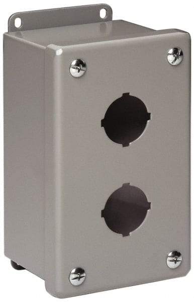 Cooper B-Line - 3 Hole, 1.203 Inch Hole Diameter, Stainless Steel Pushbutton Switch Enclosure - 8 Inch High x 3-1/4 Inch Wide x 2-3/4 Inch Deep, 12, 13 NEMA Rated - Caliber Tooling