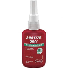 Loctite - 50 mL Bottle, Green, Medium Strength Liquid Threadlocker - Series 290, 24 hr Full Cure Time, Hand Tool, Heat Removal - Caliber Tooling