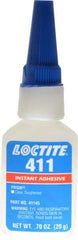 Loctite - 0.70 oz Bottle Clear Instant Adhesive - Series 411, 30 sec Fixture Time, 24 hr Full Cure Time, Bonds to Metal, Plastic & Rubber - Caliber Tooling