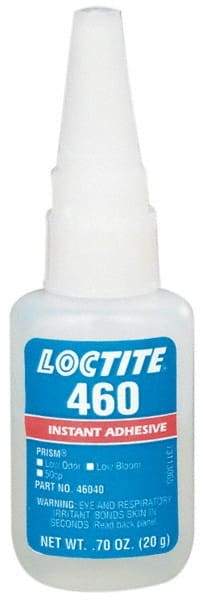 Loctite - 0.70 oz Bottle Tan Instant Adhesive - Series 460, 50 sec Fixture Time, 24 hr Full Cure Time, Bonds to Plastic & Rubber - Caliber Tooling