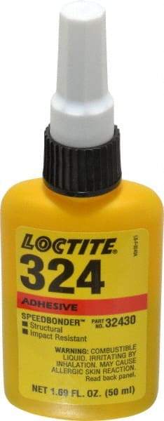 Loctite - 50 mL Bottle Structural Adhesive - 5 min Working Time, 3,000 to 3,600 psi Shear Strength, Series 324 - Caliber Tooling