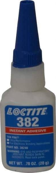 Loctite - 0.70 oz Bottle Clear Instant Adhesive - Series 382, 30 sec Fixture Time, 24 hr Full Cure Time, Bonds to Metal, Plastic & Rubber - Caliber Tooling