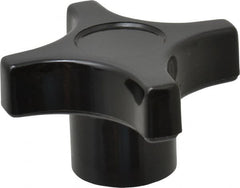 Gibraltar - 2" Head Diam, 4 Point Lobed Knob - 1/2-13 Hole, Phenolic, Black - Caliber Tooling