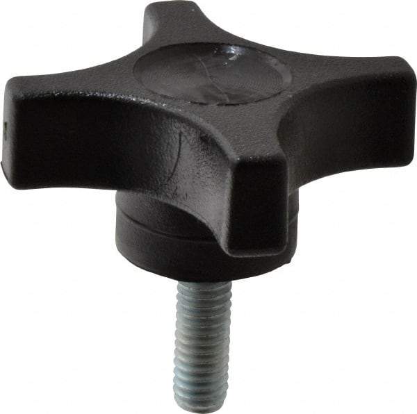 Gibraltar - 2-1/4" Head Diam, 4 Point Lobed Knob - 5/16-18 Stem, Thermoplastic, Black - Caliber Tooling