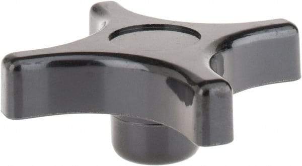 Gibraltar - 3" Head Diam, 4 Point Lobed Knob - 5/16-18 Hole, Phenolic, Black - Caliber Tooling