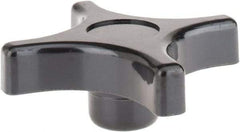 Gibraltar - 3" Head Diam, 4 Point Lobed Knob - 5/16-18 Hole, Phenolic, Black - Caliber Tooling