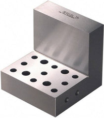 Suburban Tool - 4" Wide x 4" Deep x 4" High Steel Precision-Ground Angle Plate - Standard Plate, Machined Holes on Surface, Open End, 1-1/4" Thick, Pair of Plates - Caliber Tooling