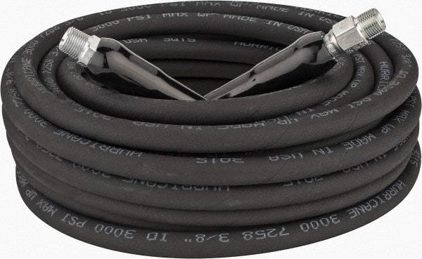 Parker - 50' Long, 3/8" Fitting, Male Rigid x Male Swivel Fitting, -40 to 250°F, Neoprene High Temp & High Pressure Hose - 3/8" Inside x 5/8" Outside Diam, Black, 3,000 psi - Caliber Tooling