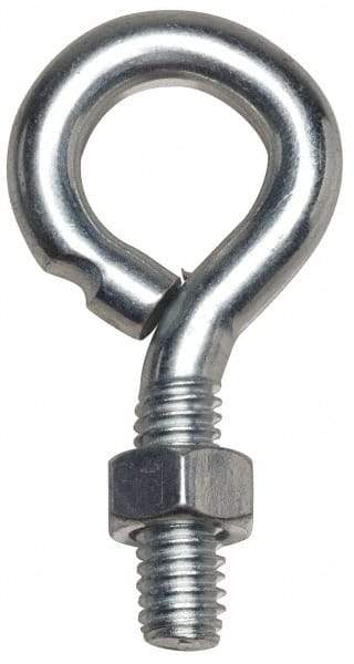 Gibraltar - #10-24, Zinc-Plated Finish, Steel Wire Turned Open Eye Bolt - 1-1/2" Thread Length, 3/8" ID x 3/4" OD, 3" Shank Length - Caliber Tooling