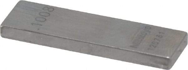 Mitutoyo - 0.1008" Rectangular Steel Gage Block - Accuracy Grade AS-1, Includes Certificate of Inspection - Caliber Tooling