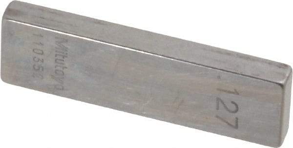 Mitutoyo - 0.127" Rectangular Steel Gage Block - Accuracy Grade AS-1, Includes Certificate of Inspection - Caliber Tooling