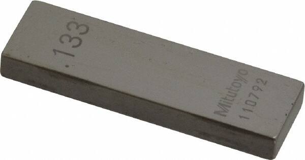 Mitutoyo - 0.133" Rectangular Steel Gage Block - Accuracy Grade AS-1, Includes Certificate of Inspection - Caliber Tooling