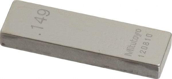 Mitutoyo - 0.149" Rectangular Steel Gage Block - Accuracy Grade AS-1, Includes Certificate of Inspection - Caliber Tooling