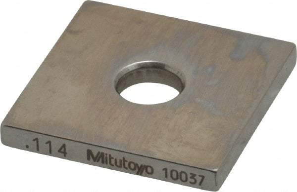 Mitutoyo - 0.114" Square Steel Gage Block - Accuracy Grade 0, Includes Certificate of Inspection - Caliber Tooling