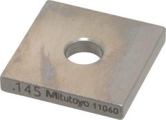 Mitutoyo - 0.145" Square Steel Gage Block - Accuracy Grade 0, Includes Certificate of Inspection - Caliber Tooling