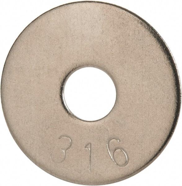 Value Collection - 1/4" Screw, Grade 316 Stainless Steel Fender Flat Washer - 1/4" ID x 1" OD, 0.06" Thick, Plain Finish - Caliber Tooling