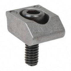 Mitee-Bite - 8-32 Screw Thread, 1/2" Wide x 0.1" High, Smooth Steel Standard Style Screw Mount Toe Clamp - 1,500 Lb Holding Force, 44" Lb Torque, 3.7 Lb Ft Torque, 25/64" Long Extension, 0.016" Throw, 8 Clamps in Package - Caliber Tooling