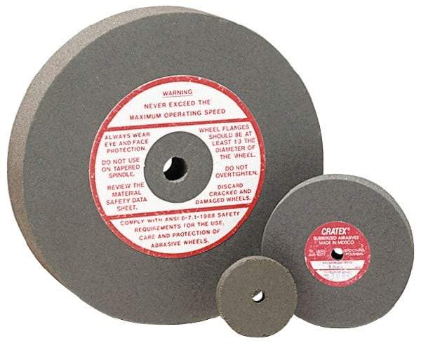 Cratex - 4" Diam x 1/2" Hole x 1/4" Thick, Surface Grinding Wheel - Silicon Carbide, Fine Grade, 5,250 Max RPM, Rubber Bond, No Recess - Caliber Tooling