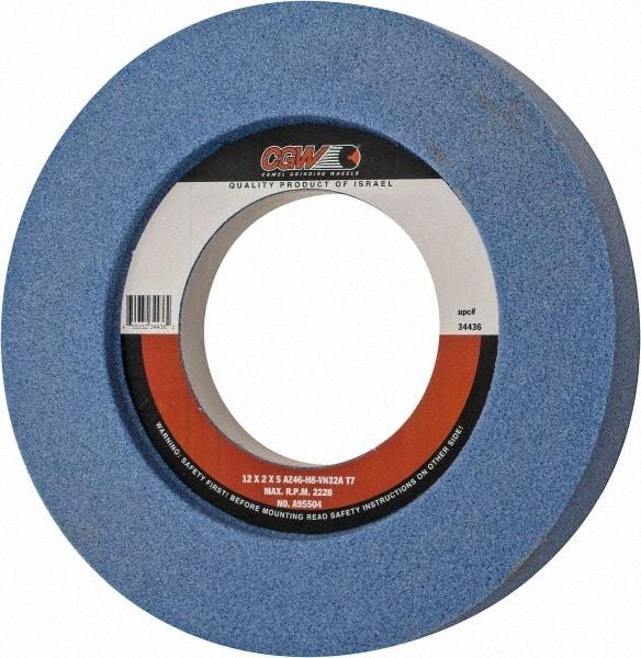 Camel Grinding Wheels - 12" Diam x 5" Hole x 2" Thick, H Hardness, 46 Grit Surface Grinding Wheel - Aluminum Oxide, Type 7, Coarse Grade, 2,228 Max RPM, Vitrified Bond, Two-Side Recess - Caliber Tooling