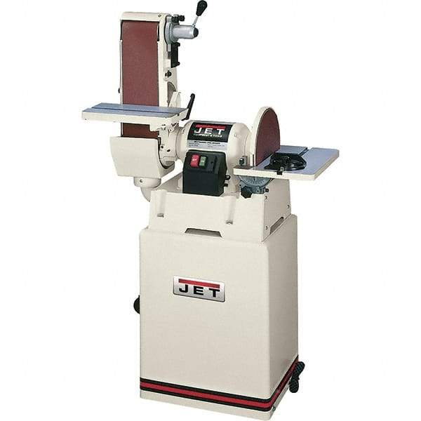 Jet - 48 Inch Long x 6 Inch Wide Belt, 12 Inch Diameter, Horizontal and Vertical Combination Sanding Machine - 2,500 Ft./min Belt Speed, 1-1/2 HP, Single Phase - Caliber Tooling