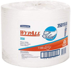 WypAll - X50 Dry Shop Towel/Industrial Wipes - Jumbo Roll, 13-3/8" x 9-3/4" Sheet Size, White - Caliber Tooling