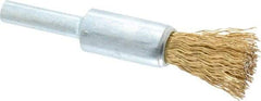 Value Collection - 1/2" Brush Diam, Crimped, End Brush - 1/4" Diam Shank, 4,500 Max RPM - Caliber Tooling