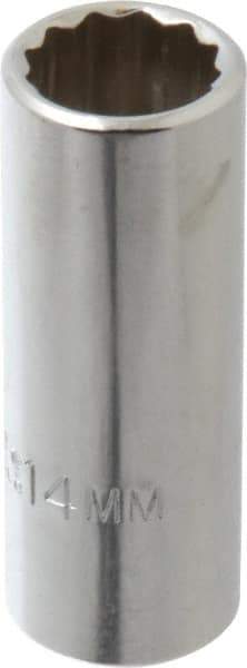 Proto - 3/8" Drive, Deep Hand Socket - 12 Points, 2-1/8" OAL, Chrome Finish - Caliber Tooling