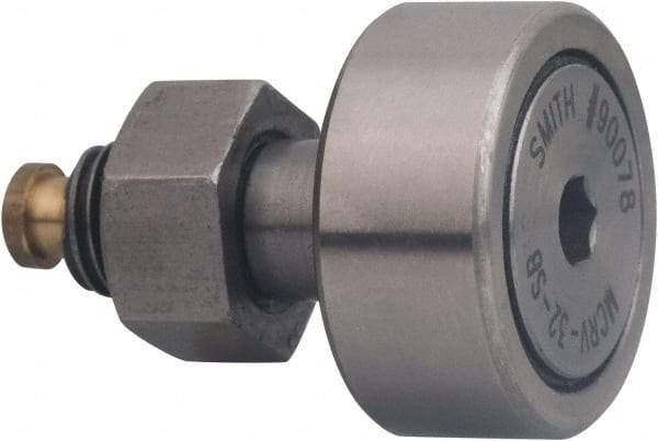 Accurate Bushing - 80mm Roller Diam x 35mm Width, 30mm Stud Diam x 63mm Length, Sealed Stud Cam Follower with Hex - Carbon Steel, 32mm Thread Length, M30x1.5 Thread, 100mm OAL, 60,000 N Dynamic Cap, 142,000 N Static Cap - Caliber Tooling