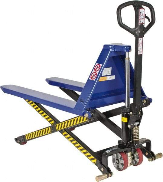 Value Collection - 2,200 Lb Capacity, 31-1/2" Lift Portable Skid Lifter - 3-1/2" Min Lift Height, 43" Fork Length x 27" Fork Width, 27" Overall Width - Caliber Tooling