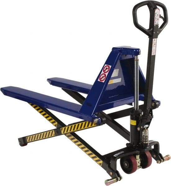 Value Collection - 3,000 Lb Capacity, 31-1/2" Lift Portable Tote Lifter - 3-1/2" Min Lift Height, 43" Fork Length x 27" Fork Width, 27" Overall Width - Caliber Tooling