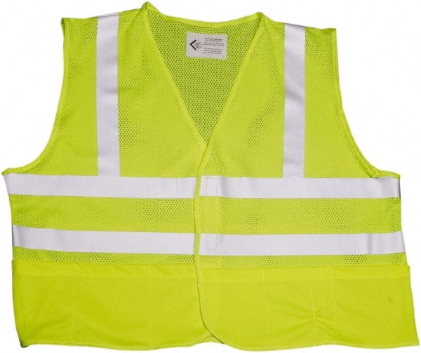 Ability One - High Visibility Vests; Vest Style: Public Safety ; Vest Type: Hi Visibility ; Front Closure: Hook & Loop ; Material: Polyester ; Material Composition: Solid ; Color: Yellow; Lime; Silver - Exact Industrial Supply