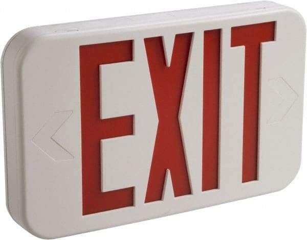 Cooper Lighting - 1 and 2 Face, 3 Watt, White, Thermoplastic, LED, Illuminated Exit Sign - 120/277 VAC, Nickel Cadmium, Ceiling Mounted, End Mounted, Wall Mounted, 11-11/16 Inch Long x 1-3/4 Inch Wide x 7-1/2 Inch High - Caliber Tooling