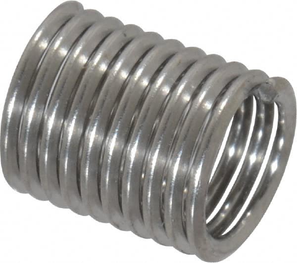 Recoil - M5x0.80 Metric Coarse, 10mm OAL, Free Running Helical Insert - 9-5/8 Free Coils, Tanged, Stainless Steel, Bright Finish, 2D Insert Length - Caliber Tooling