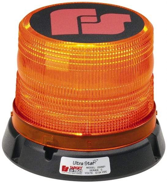 Federal Signal Emergency - Class I Candelas, 95, 120 & 60 FPM, Permanent 1" Pipe Mount Emergency LED Beacon Light Assembly - Powered by 12 to 24 Volts, Amber - Caliber Tooling