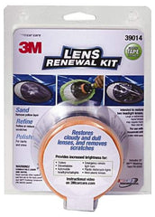 3M - 4 Piece Automotive Headlight Lens Restoration System Kit - Masking Tape, Sanding Discs, Polishing Pad, Compound - Caliber Tooling