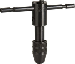 Cle-Line - #12 to 1/2" Tap Capacity, T Handle Tap Wrench - 5" Overall Length, Ratcheting - Caliber Tooling