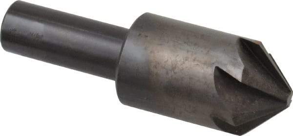 Hertel - 7/8" Head Diam, 1/2" Shank Diam, 6 Flute 90° High Speed Steel Countersink - 2-3/4" OAL, Straight Shank - Caliber Tooling