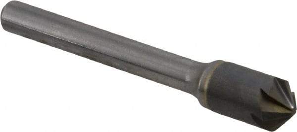 Hertel - 3/8" Head Diam, 1/4" Shank Diam, 6 Flute 100° Solid Carbide Countersink - 2-1/4" OAL, Straight Shank - Caliber Tooling