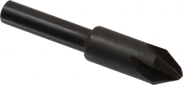 Hertel - 3/8" Head Diam, 1/4" Shank Diam, 4 Flute 60° High Speed Steel Countersink - 1-3/4" OAL, Straight Shank - Caliber Tooling