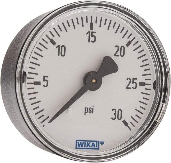 Wika - 2" Dial, 1/4 Thread, 0-30 Scale Range, Pressure Gauge - Center Back Connection Mount, Accurate to 3-2-3% of Scale - Caliber Tooling