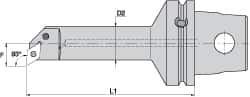 Kennametal - Right Hand Cut, Size KM63, DN.. Insert Compatiblity, Internal Modular Turning & Profiling Cutting Unit Head - 17mm Ctr to Cutting Edge, 125mm Head Length, Through Coolant, Series Kenlever - Caliber Tooling