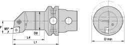 Kennametal - Right Hand Cut, Size KM63, CN.. Insert Compatiblity, Internal Modular Turning & Profiling Cutting Unit Head - 22mm Ctr to Cutting Edge, 140mm Head Length, Through Coolant, Series Kenlever - Caliber Tooling