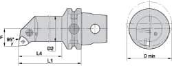 Kennametal - Left Hand Cut, Size KM63, WN.. Insert Compatiblity, Internal Modular Turning & Profiling Cutting Unit Head - 22mm Ctr to Cutting Edge, 140mm Head Length, Through Coolant, Series Kenlever - Caliber Tooling