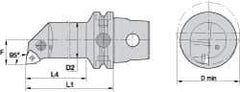 Kennametal - Right Hand Cut, Size KM63, WN.. Insert Compatiblity, Internal Modular Turning & Profiling Cutting Unit Head - 17mm Ctr to Cutting Edge, 125mm Head Length, Through Coolant, Series Kenlever - Caliber Tooling