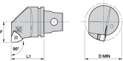 Kennametal - Left Hand Cut, Size KM32, WN.. Insert Compatiblity, Internal Modular Turning & Profiling Cutting Unit Head - 22mm Ctr to Cutting Edge, 35mm Head Length, Through Coolant, Series Kenlever - Caliber Tooling