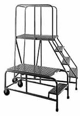 PW Platforms - 5 Step Platform - Rolling Work Platform, 500 Lb Capacity, 50" Platform Height, 32" Base Width x 59" Base Depth, Perforated Tread - Caliber Tooling