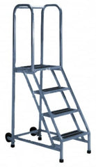 PW Platforms - 5 Step Ladder - Rolling Safety Ladder, 300 Lb Capacity, 50" Platform Height, 30" Base Width x 39" Base Depth - Caliber Tooling