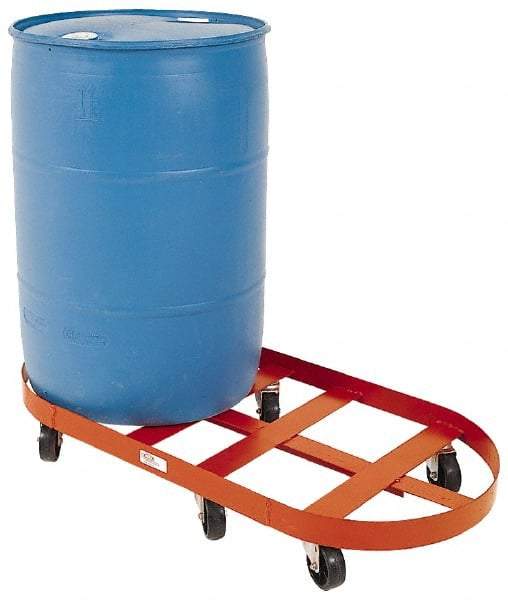 Made in USA - 1,800 Lb Load Capacity, 55 Gal Drum Dolly - 23-1/2" Wide x 6-3/4" High, 6 Wheels - Caliber Tooling