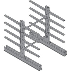 Made in USA - 8' High Double Sided Cantilever Rack - With Lip, 43,000 Lb Capacity, 65" Base Length, 24" Arm Length - Caliber Tooling